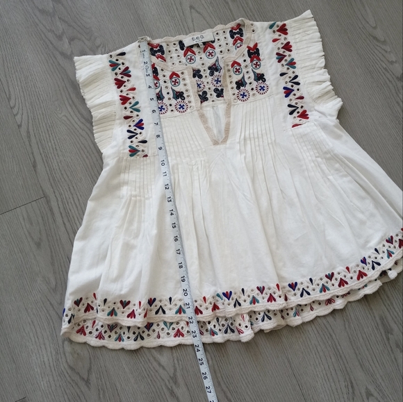 Sea New York Alicia Embroidery Flutter Sleeve Top XS - Picture 12 of 14